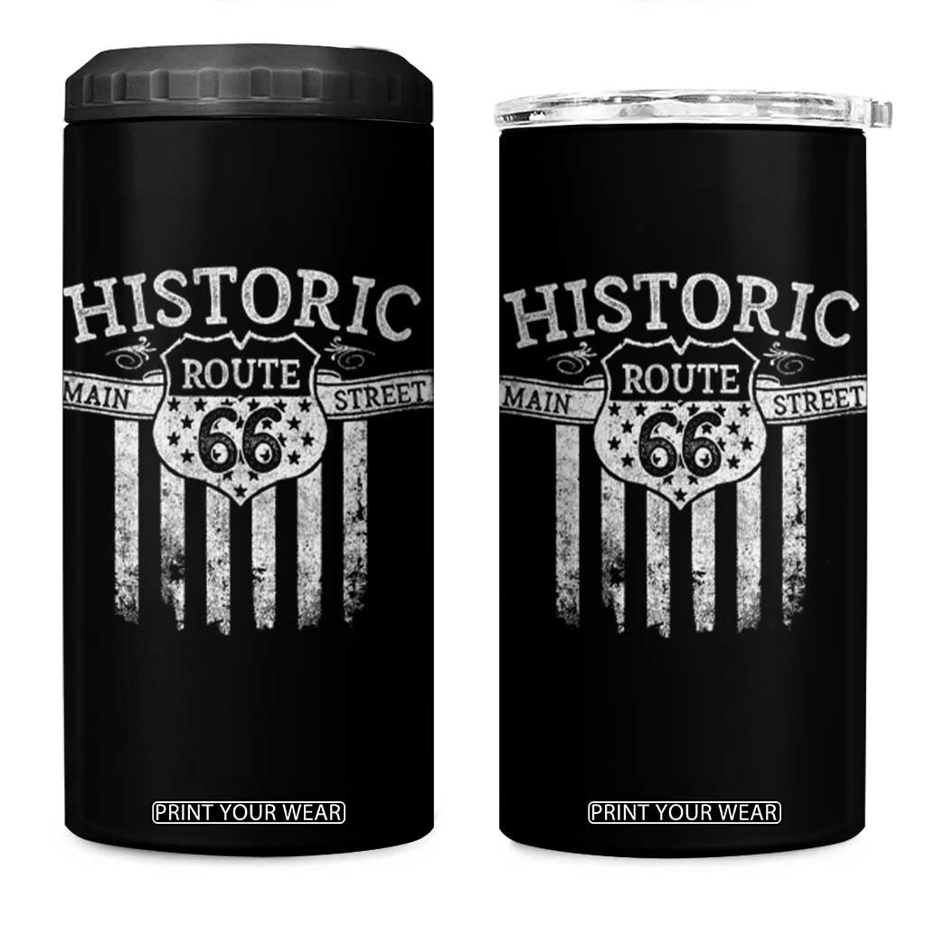 Historic Route 66 Highway 4 in 1 Can Cooler Tumbler Main Street Of America TS09 One Size: 16 oz Black Print Your Wear