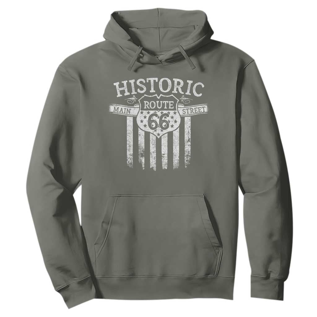 Historic Highway Mother Road 66 Hoodie Main Street Of America TS09 Military Green Print Your Wear