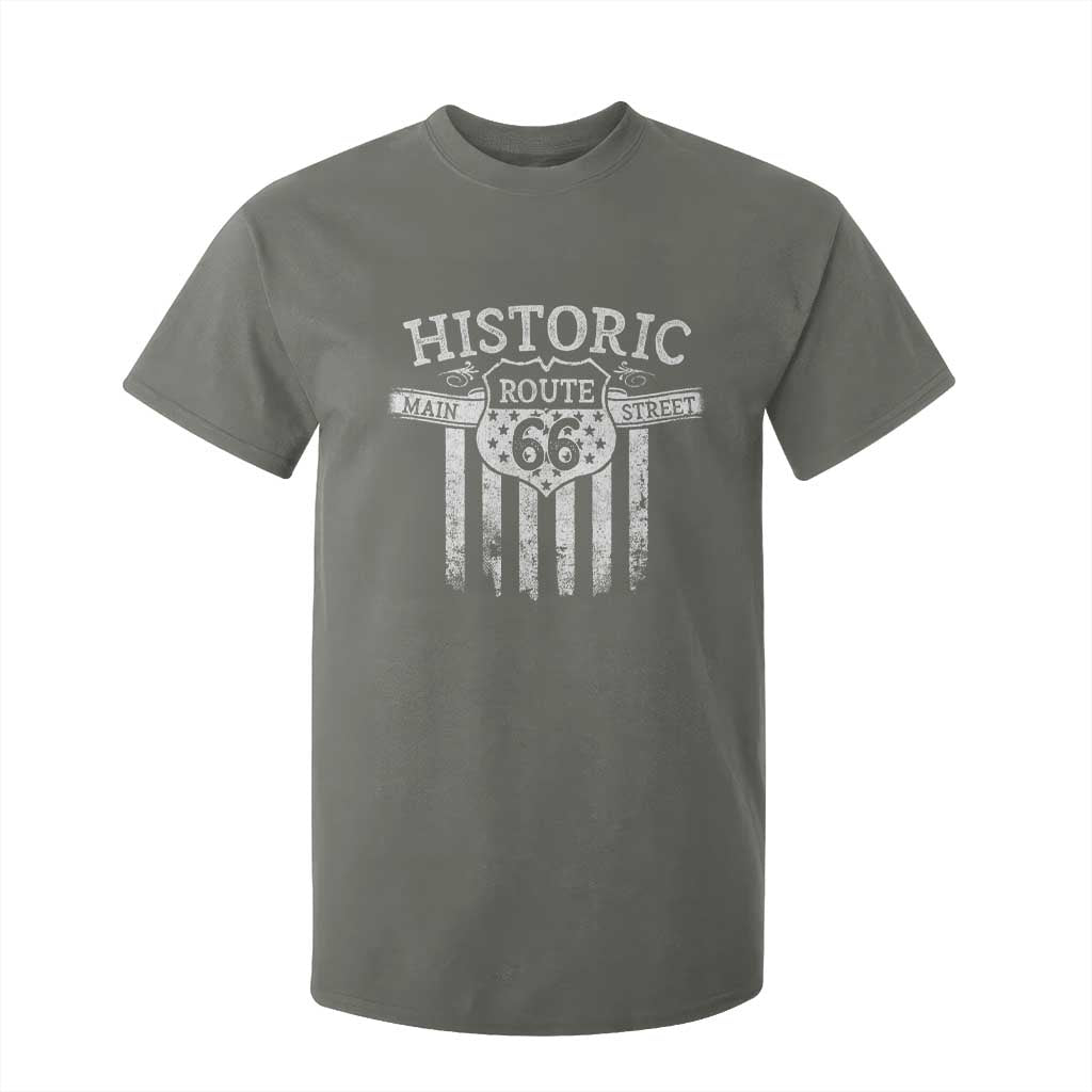Historic Highway Mother Road 66 T Shirt For Kid Main Street Of America TS09 Military Green Print Your Wear