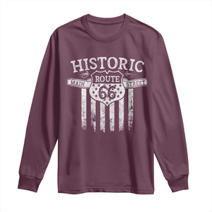 Historic Route 66 Highway Long Sleeve Shirt Main Street Of America TS09 Maroon Print Your Wear