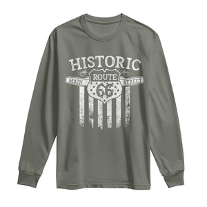 Historic Route 66 Highway Long Sleeve Shirt Main Street Of America TS09 Military Green Print Your Wear