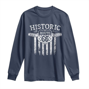 Historic Route 66 Highway Long Sleeve Shirt Main Street Of America TS09 Navy Print Your Wear