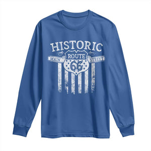 Historic Route 66 Highway Long Sleeve Shirt Main Street Of America TS09 Royal Blue Print Your Wear