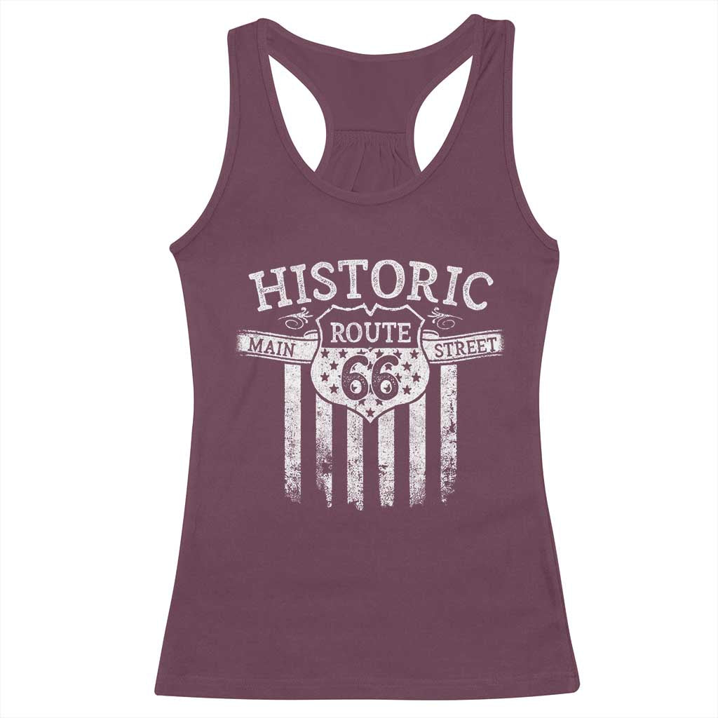 Historic Highway Mother Road 66 Racerback Tank Top Main Street Of America TS09 Maroon Print Your Wear