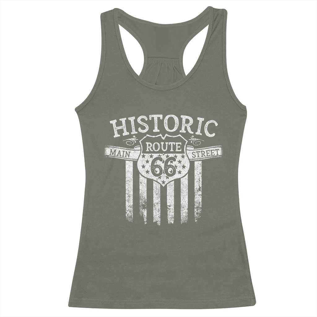 Historic Highway Mother Road 66 Racerback Tank Top Main Street Of America TS09 Military Green Print Your Wear