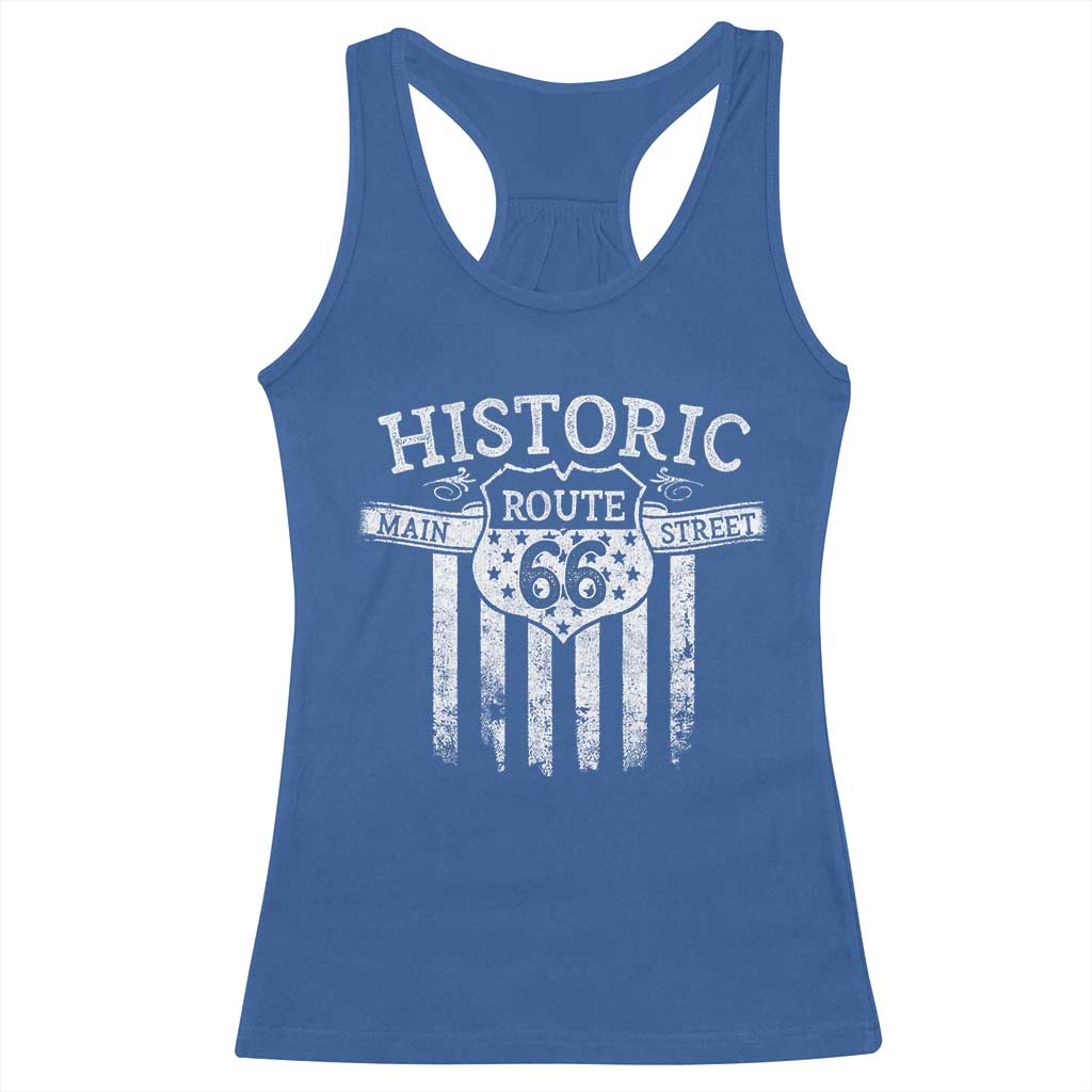 Historic Highway Mother Road 66 Racerback Tank Top Main Street Of America TS09 Royal Blue Print Your Wear