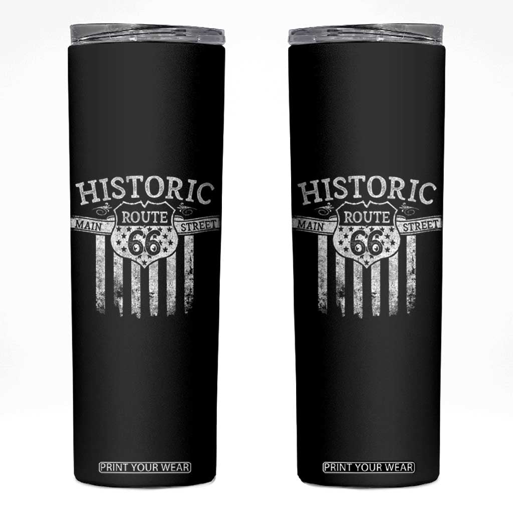 Historic Route 66 Highway Skinny Tumbler Main Street Of America TS09 Black Print Your Wear