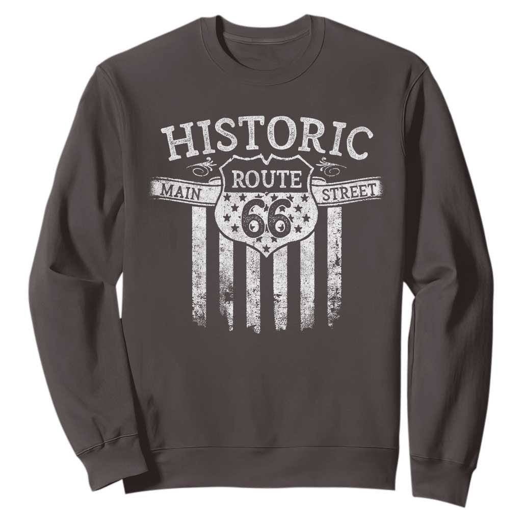 Historic Highway Mother Road 66 Sweatshirt Main Street Of America TS09 Dark Chocolate Print Your Wear
