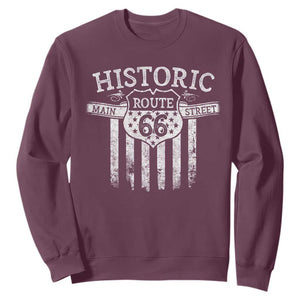Historic Highway Mother Road 66 Sweatshirt Main Street Of America TS09 Maroon Print Your Wear