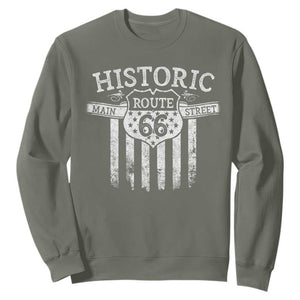 Historic Route 66 Highway Sweatshirt Main Street Of America TS09 Military Green Print Your Wear