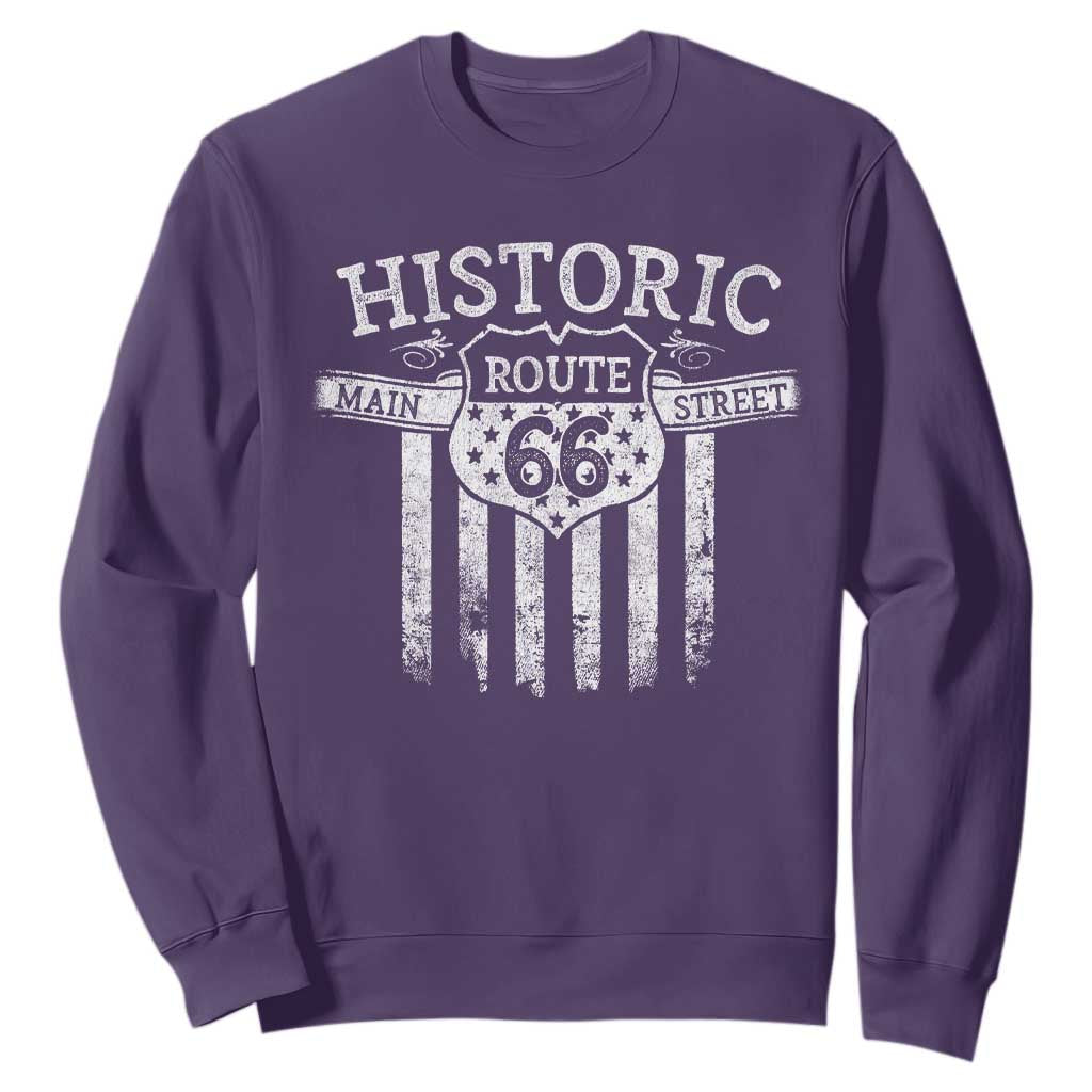 Historic Highway Mother Road 66 Sweatshirt Main Street Of America TS09 Purple Print Your Wear