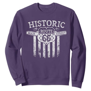 Historic Route 66 Highway Sweatshirt Main Street Of America TS09 Purple Print Your Wear