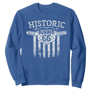 Historic Route 66 Highway Sweatshirt Main Street Of America TS09 Royal Blue Print Your Wear