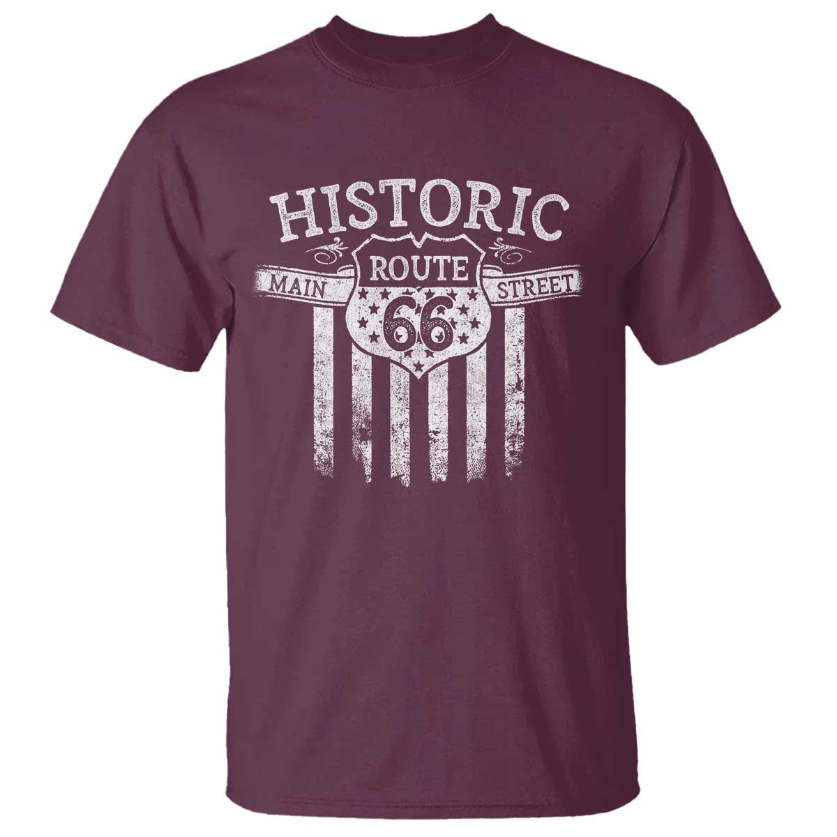 Historic Highway Mother Road 66 T Shirt Main Street Of America TS09 Maroon Print Your Wear