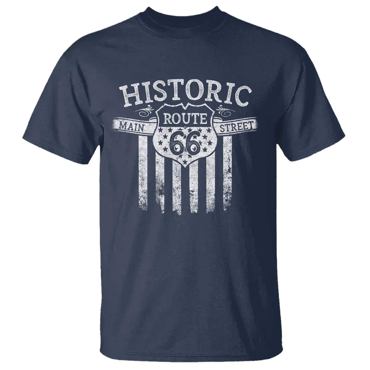 Historic Highway Mother Road 66 T Shirt Main Street Of America TS09 Navy Print Your Wear