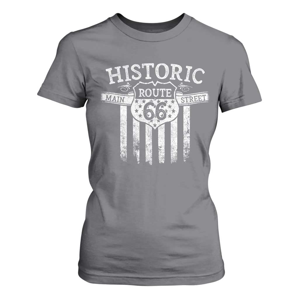 Historic Highway Mother Road 66 T Shirt For Women Main Street Of America TS09 Charcoal Print Your Wear