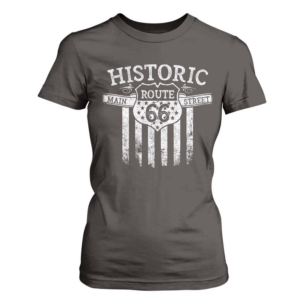Historic Highway Mother Road 66 T Shirt For Women Main Street Of America TS09 Dark Chocolate Print Your Wear