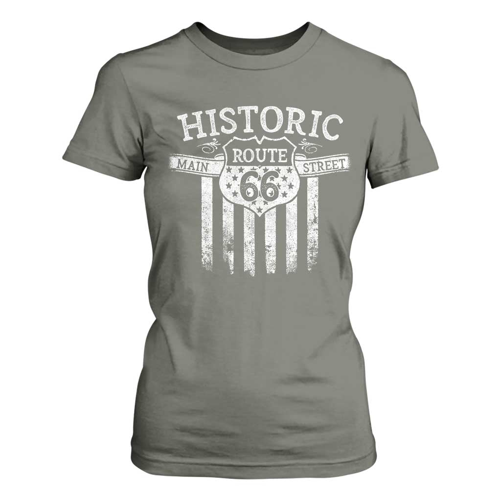 Historic Highway Mother Road 66 T Shirt For Women Main Street Of America TS09 Military Green Print Your Wear