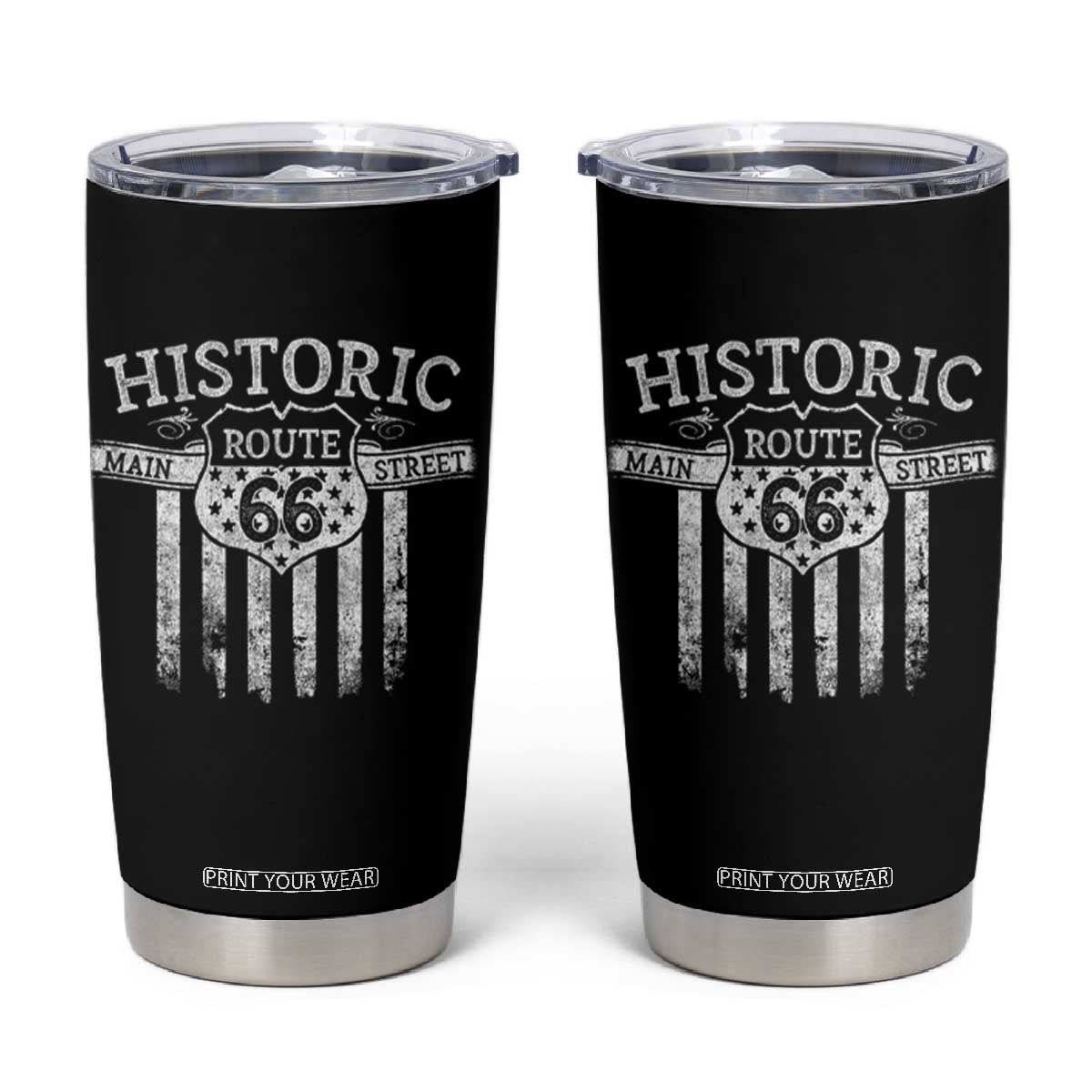 Historic Route 66 Highway Tumbler Cup Main Street Of America TS09 Black Print Your Wear