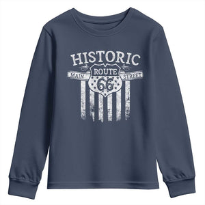 Historic Route 66 Highway Youth Sweatshirt Main Street Of America TS09 Navy Print Your Wear