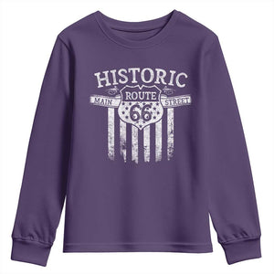 Historic Route 66 Highway Youth Sweatshirt Main Street Of America TS09 Purple Print Your Wear