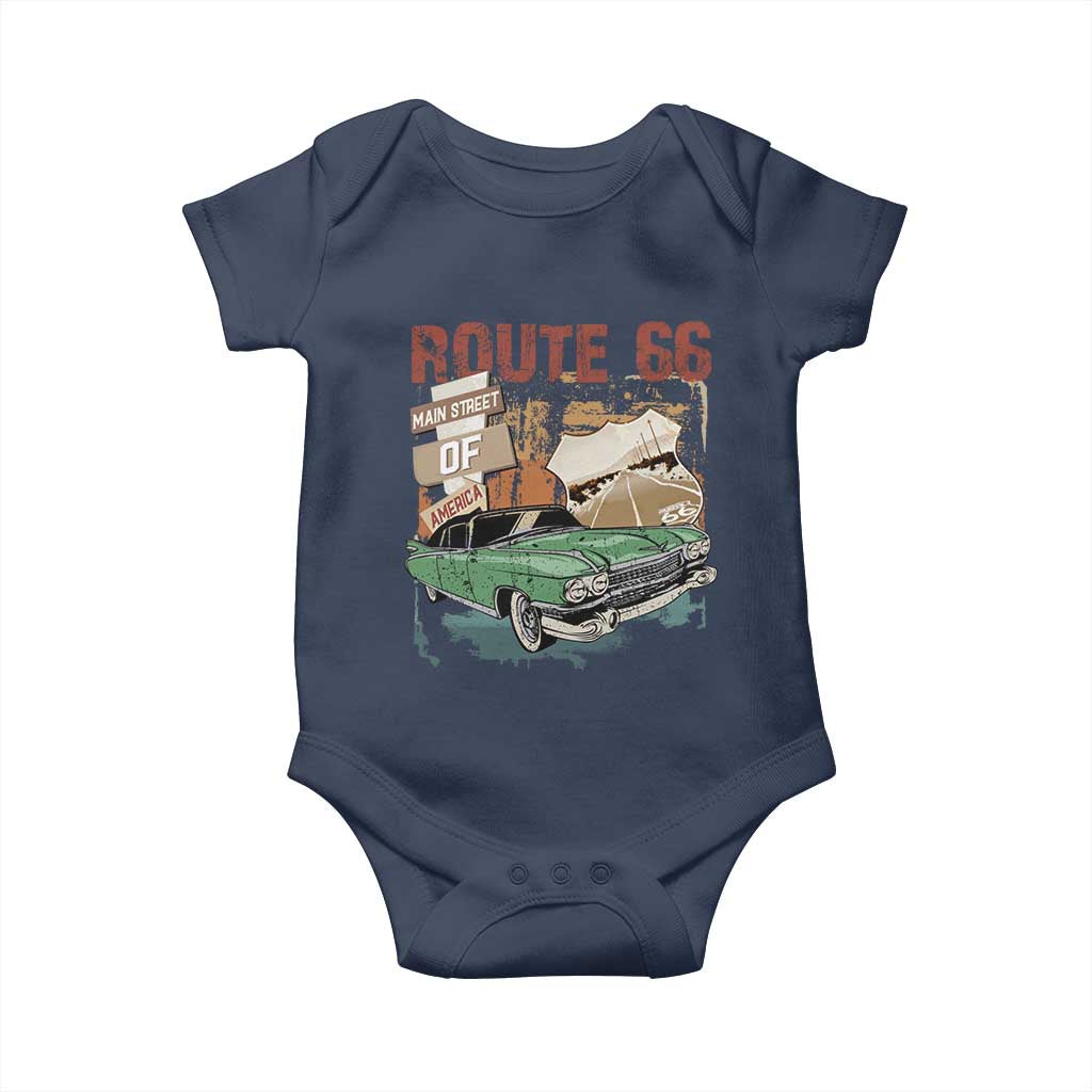 Historic Highway Mother Road 66 Baby Onesie Main Street Of America Vintage Car TS09 Navy Print Your Wear