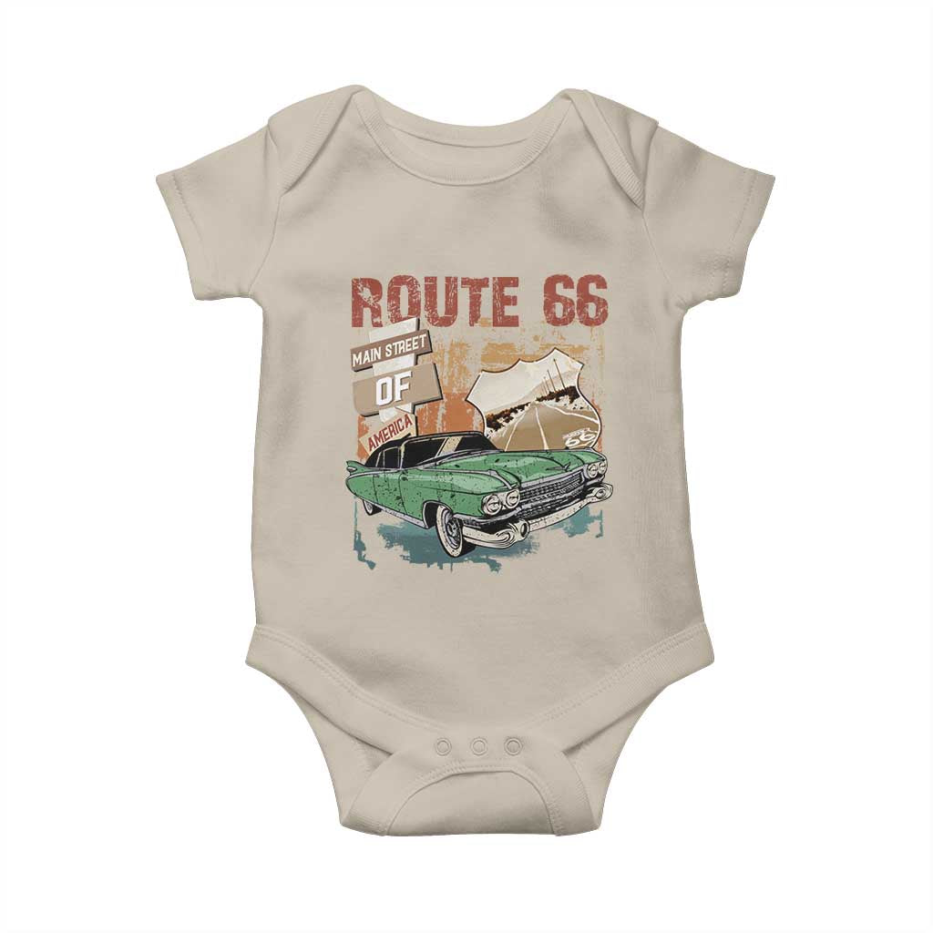 Historic Highway Mother Road 66 Baby Onesie Main Street Of America Vintage Car TS09 Sand Print Your Wear