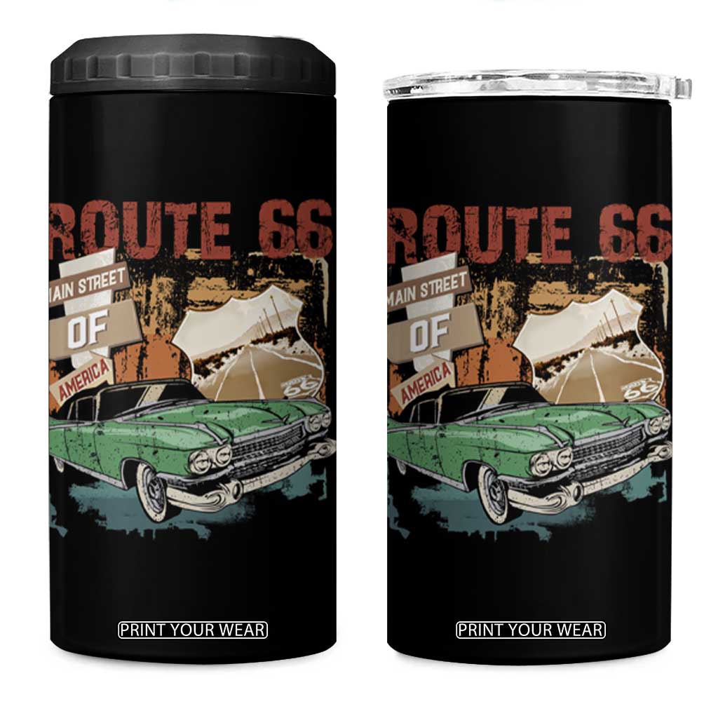 Historic Route 66 Highway 4 in 1 Can Cooler Tumbler Main Street Of America Vintage Car TS09 One Size: 16 oz Black Print Your Wear