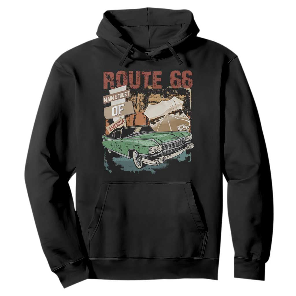 Historic Highway Mother Road 66 Hoodie Main Street Of America Vintage Car TS09 Black Print Your Wear