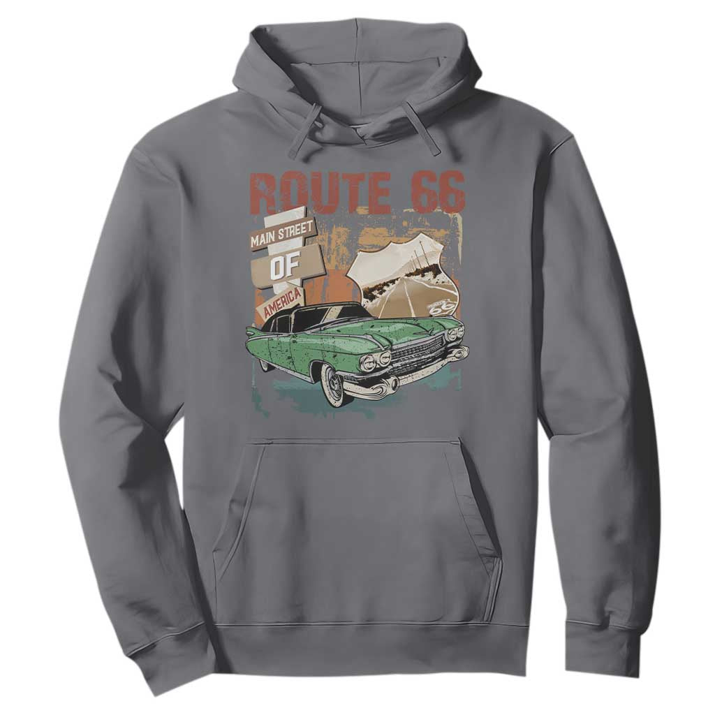Historic Highway Mother Road 66 Hoodie Main Street Of America Vintage Car TS09 Charcoal Print Your Wear