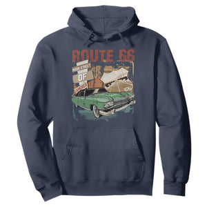Historic Route 66 Highway Hoodie Main Street Of America Vintage Car TS09 Navy Print Your Wear