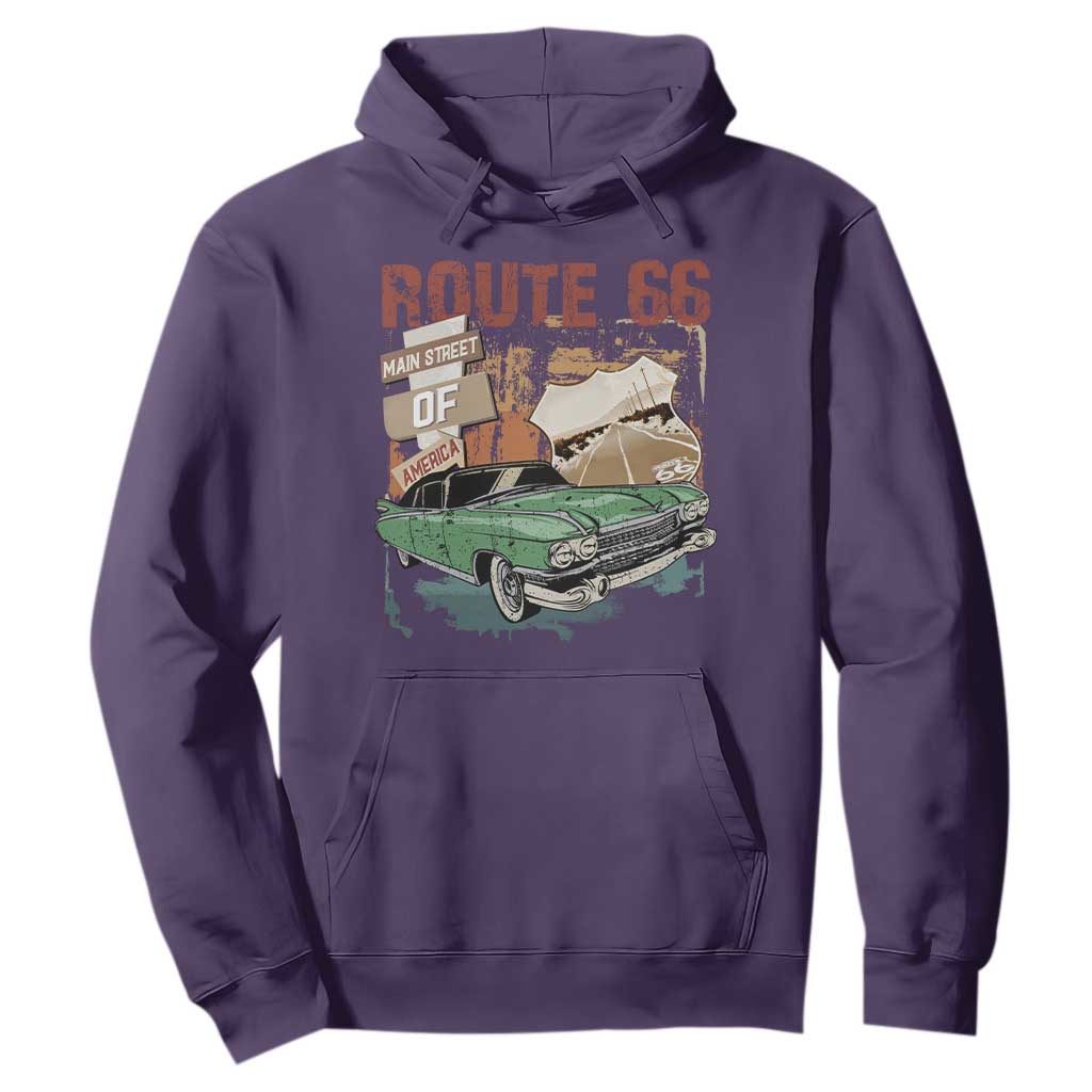 Historic Highway Mother Road 66 Hoodie Main Street Of America Vintage Car TS09 Purple Print Your Wear