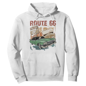 Historic Highway Mother Road 66 Hoodie Main Street Of America Vintage Car TS09 White Print Your Wear