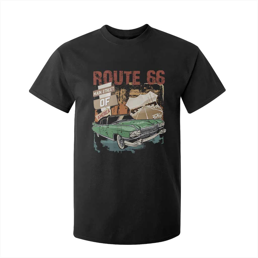 Historic Highway Mother Road 66 T Shirt For Kid Main Street Of America Vintage Car TS09 Black Print Your Wear