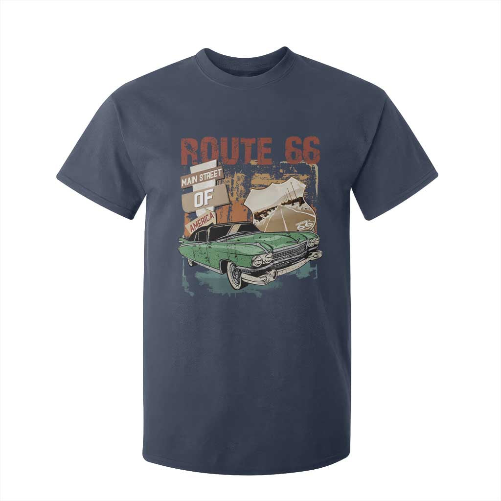 Historic Highway Mother Road 66 T Shirt For Kid Main Street Of America Vintage Car TS09 Navy Print Your Wear