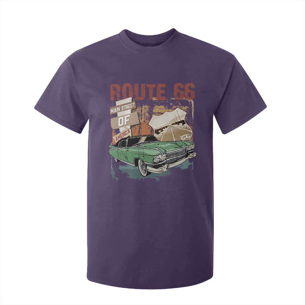 Historic Highway Mother Road 66 T Shirt For Kid Main Street Of America Vintage Car TS09 Purple Print Your Wear