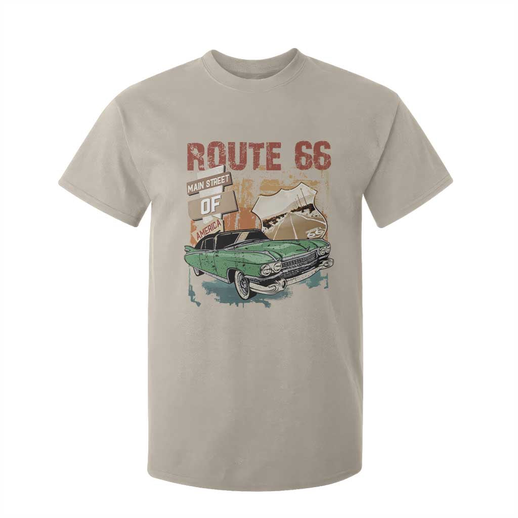 Historic Highway Mother Road 66 T Shirt For Kid Main Street Of America Vintage Car TS09 Sand Print Your Wear