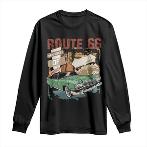Historic Route 66 Highway Long Sleeve Shirt Main Street Of America Vintage Car TS09 Black Print Your Wear