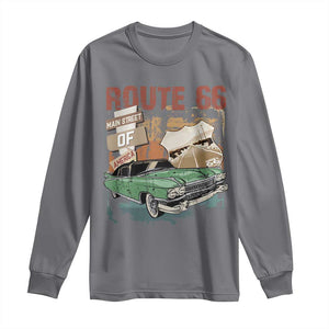 Historic Route 66 Highway Long Sleeve Shirt Main Street Of America Vintage Car TS09 Charcoal Print Your Wear