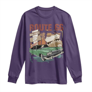 Historic Route 66 Highway Long Sleeve Shirt Main Street Of America Vintage Car TS09 Purple Print Your Wear
