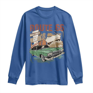 Historic Route 66 Highway Long Sleeve Shirt Main Street Of America Vintage Car TS09 Royal Blue Print Your Wear