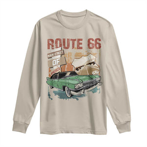 Historic Route 66 Highway Long Sleeve Shirt Main Street Of America Vintage Car TS09 Sand Print Your Wear