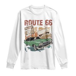 Historic Route 66 Highway Long Sleeve Shirt Main Street Of America Vintage Car TS09 White Print Your Wear