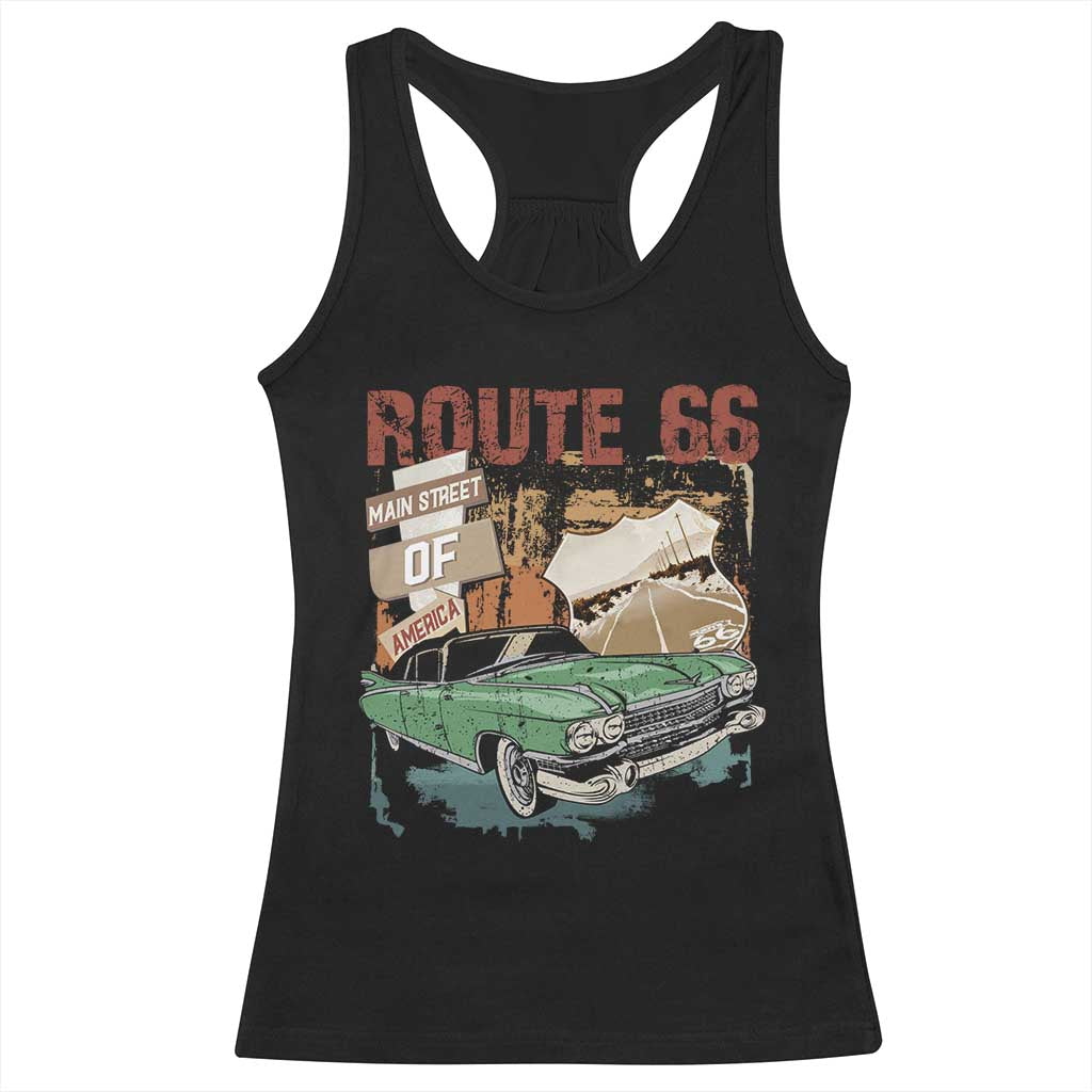 Historic Route 66 Highway Racerback Tank Top Main Street Of America Vintage Car TS09 Black Print Your Wear