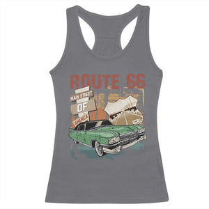 Historic Highway Mother Road 66 Racerback Tank Top Main Street Of America Vintage Car TS09 Charcoal Print Your Wear