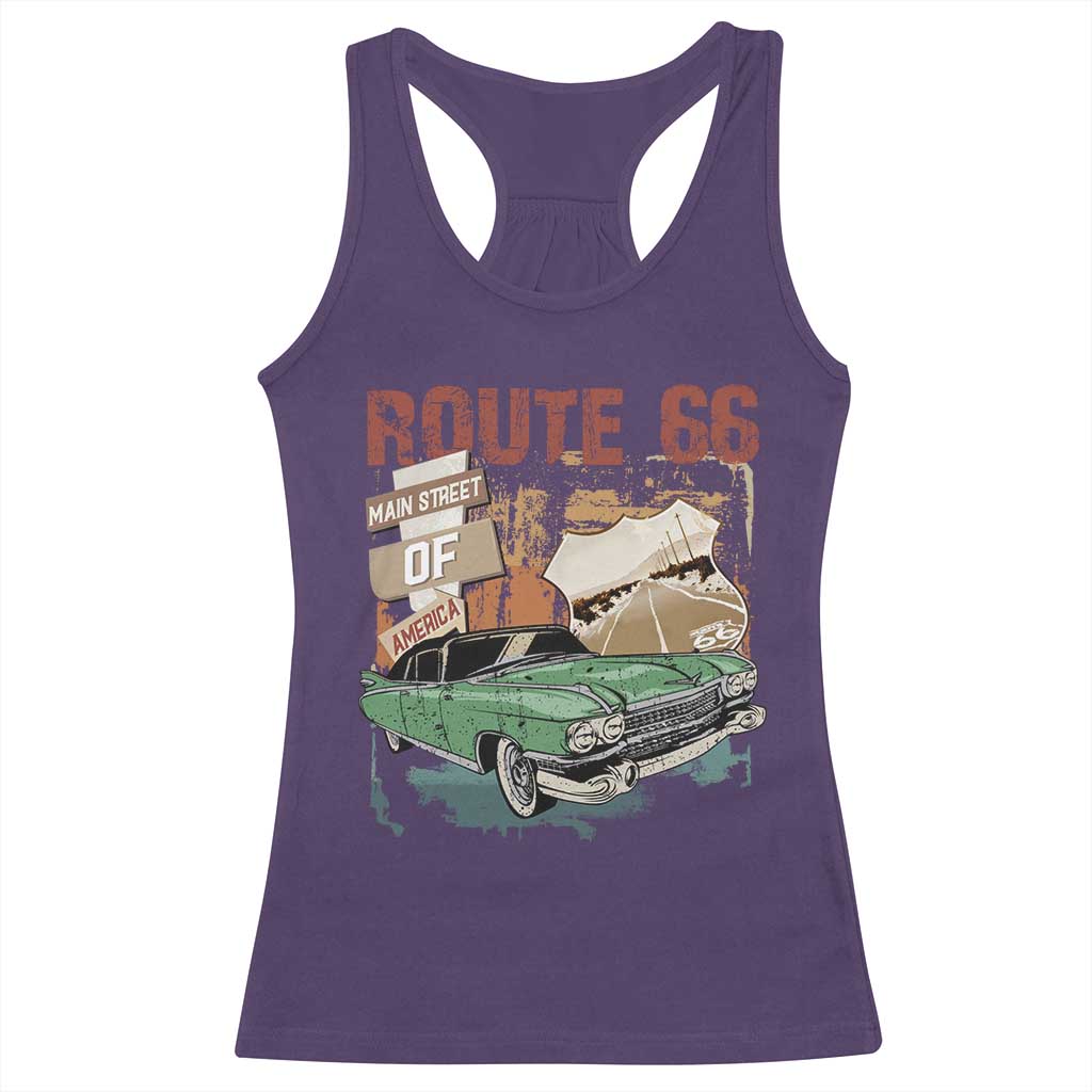 Historic Highway Mother Road 66 Racerback Tank Top Main Street Of America Vintage Car TS09 Purple Print Your Wear