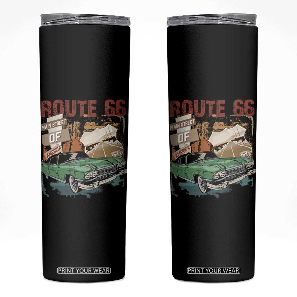 Historic Route 66 Highway Skinny Tumbler Main Street Of America Vintage Car TS09 Black Print Your Wear