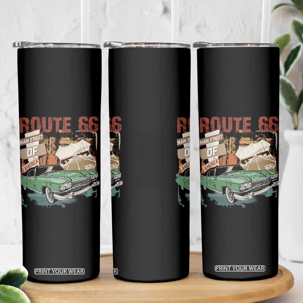Historic Route 66 Highway Skinny Tumbler Main Street Of America Vintage Car TS09 Print Your Wear