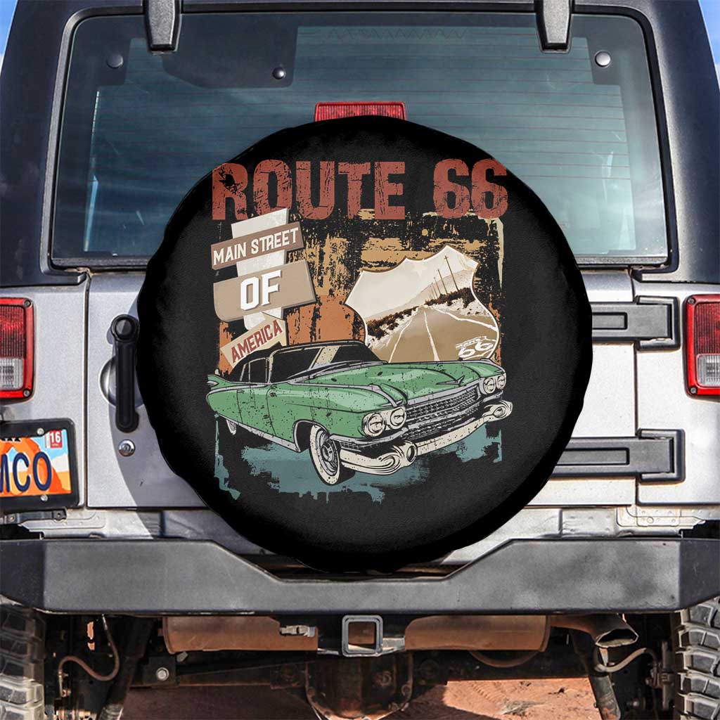Historic Route 66 Highway Spare Tire Cover Main Street Of America Vintage Car TS09 No hole Black Print Your Wear