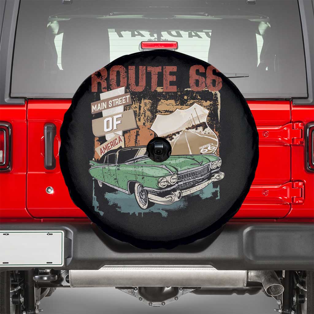 Historic Highway Mother Road 66 Spare Tire Cover Main Street Of America Vintage Car TS09 Black Print Your Wear